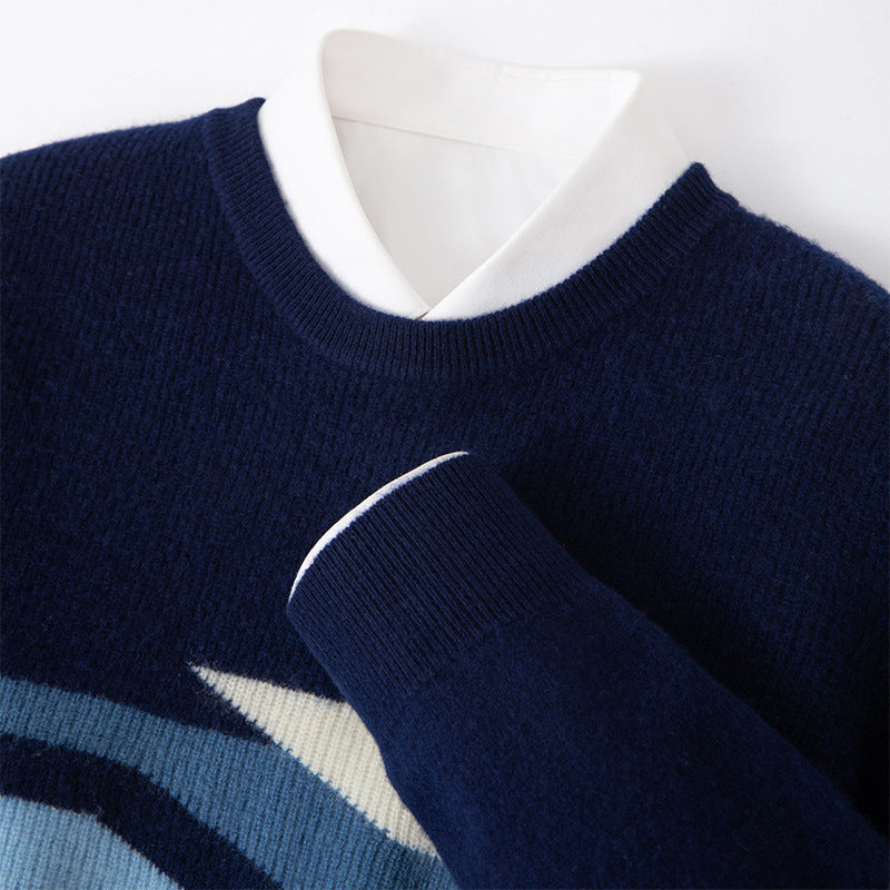 Round Neck Woolen Sweater Men