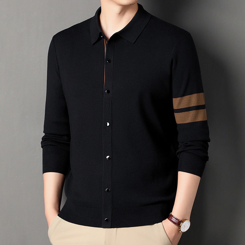 Lapel Long-sleeve Cardigan Sweater