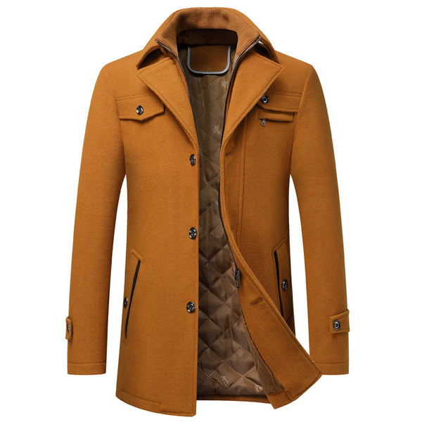 Men's Woolen Thickened Overcoat