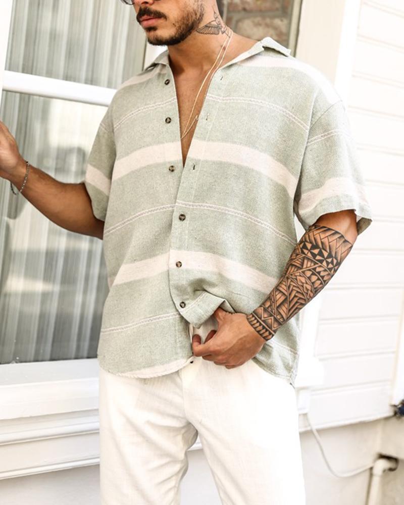 Lapel Cardigan Casual Short Sleeve shirt