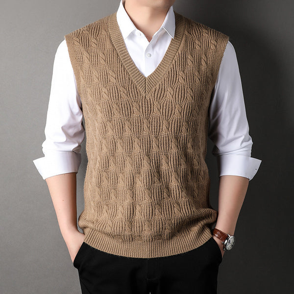 Men's Twisted Loose Middle-aged Knitted Dad Vest