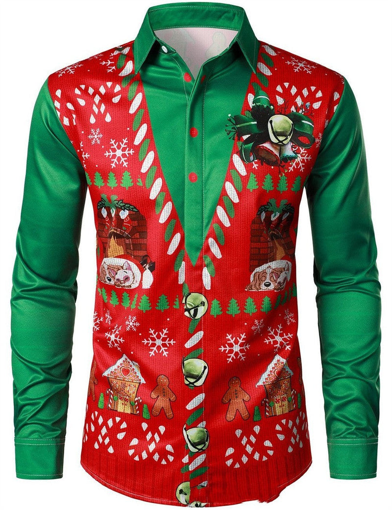 Men's Christmas Digital Printing Casual Shirts