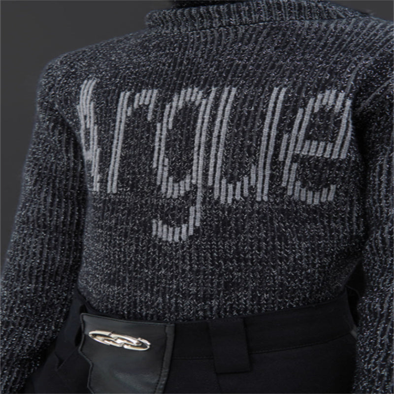 Three-dimensional Groove High Collar Slim Sweater