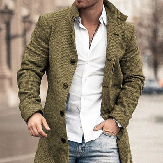Autumn And Winter Woolen Stand Collar Medium Casual Coat