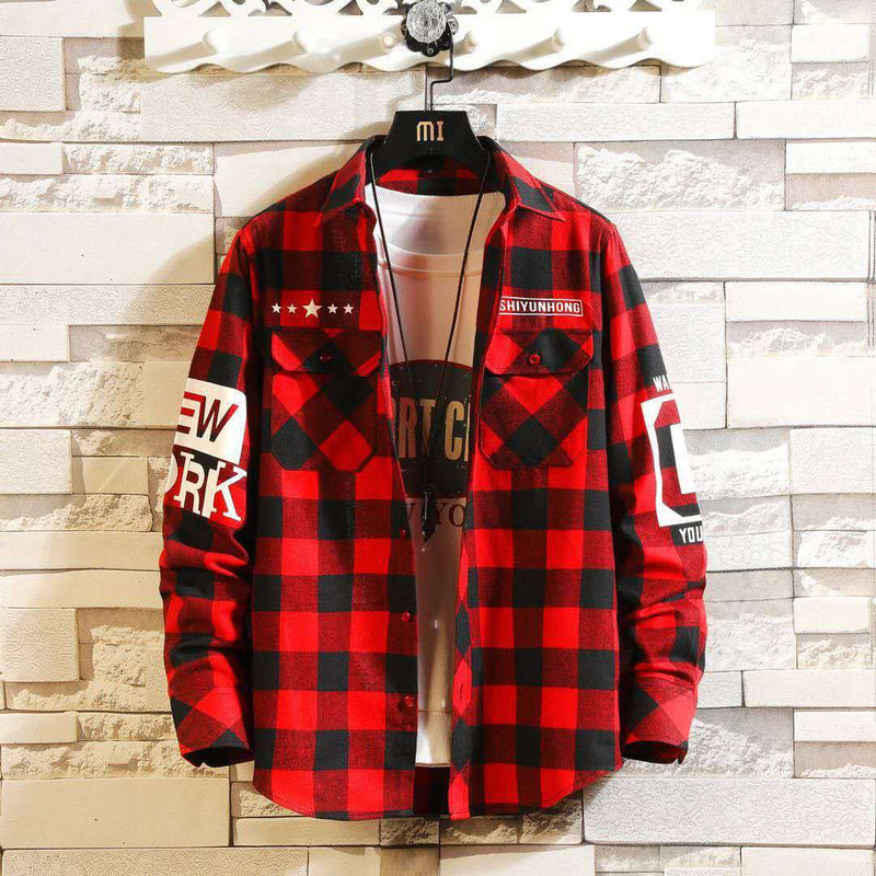 Men Casual  Slim Fit Plaid Shirt