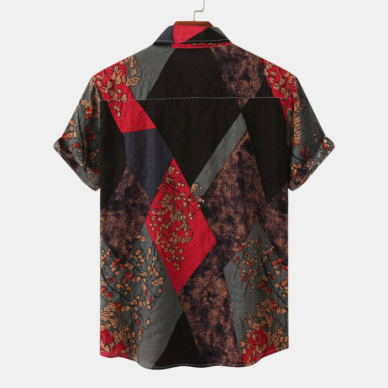 Men's Casual Short Sleeve Floral Shirt
