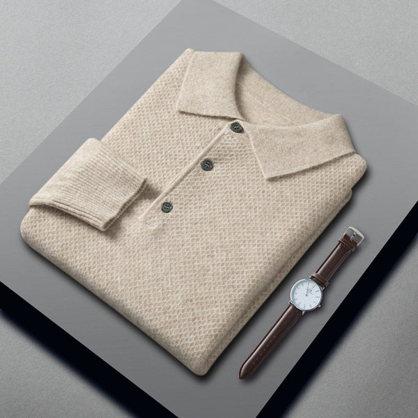 Polo Collar Men's Cashmere Shirt Collar Knitting sweater