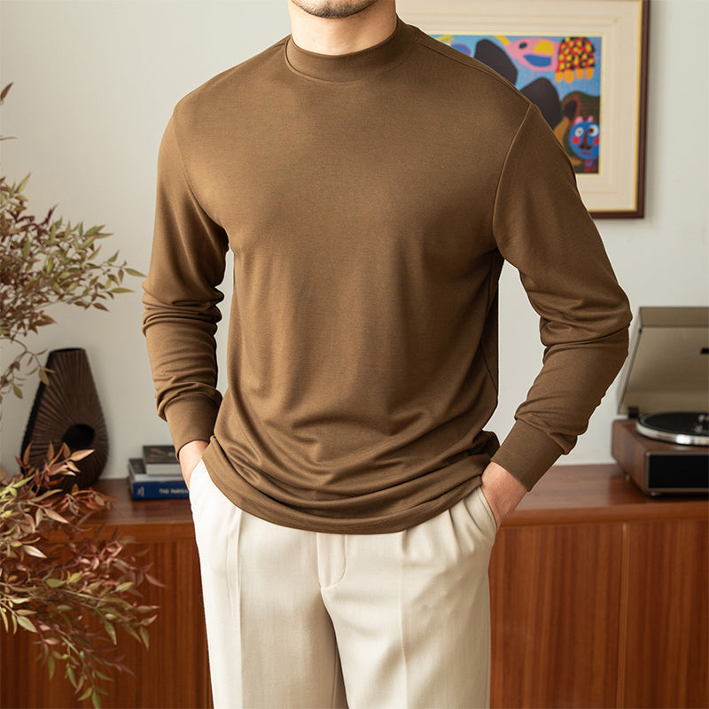 Semi-turtleneck sweater With Lyocell