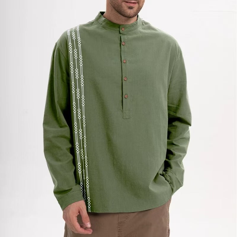Men's Henry Printed Long-sleeved T-shirt