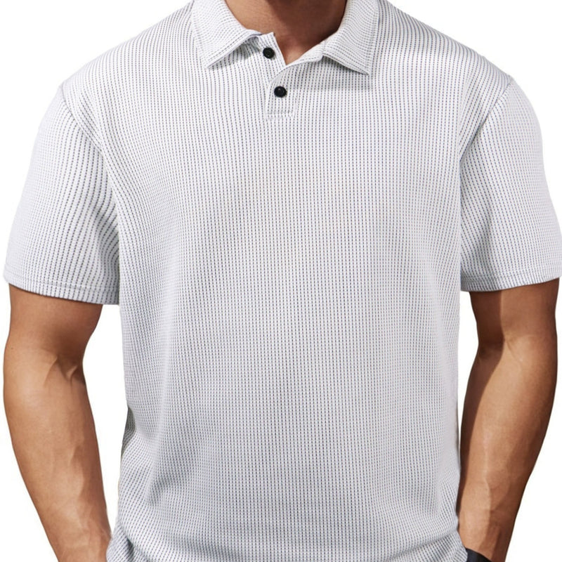 Men's Casual Striped Lapel Short Sleeve t-shirt