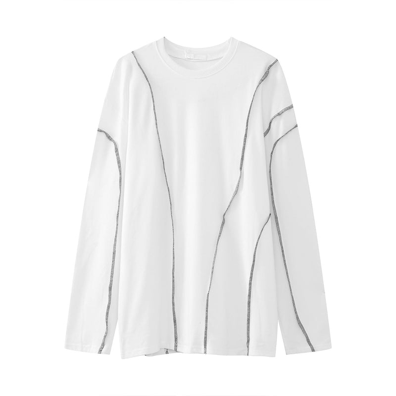 Irregular Topline Design Couples Long Sleeve T-Shirt
