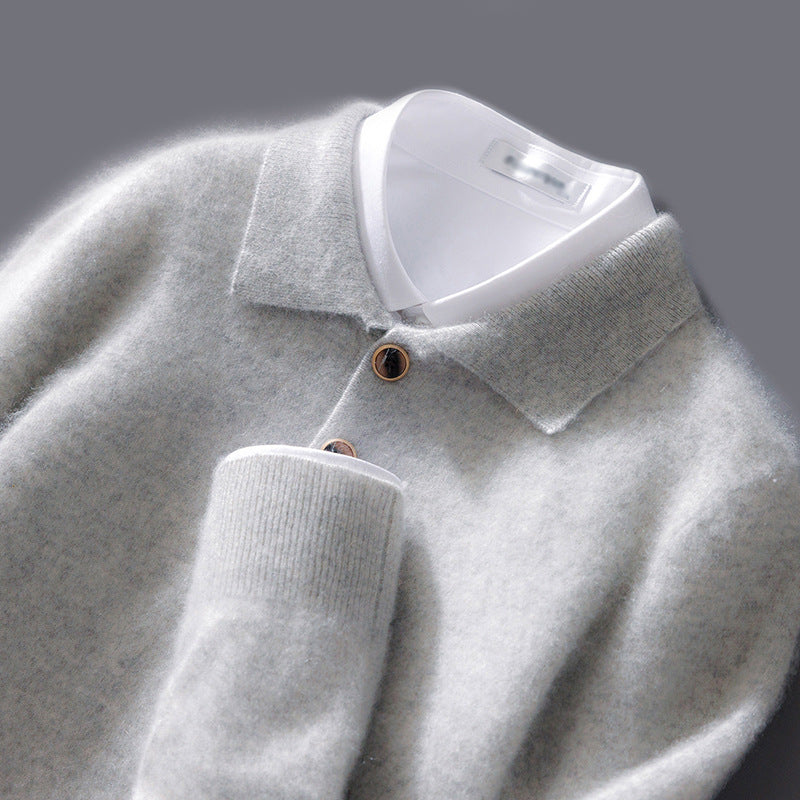 Men's Business Casual Polo Collar Knitted Sweater