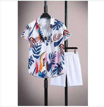 Men's Casual Ice Silk Micro-elastic Printed Short-sleeved Shirt