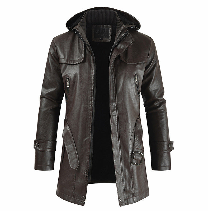 Men's Mid-length Leather Coat