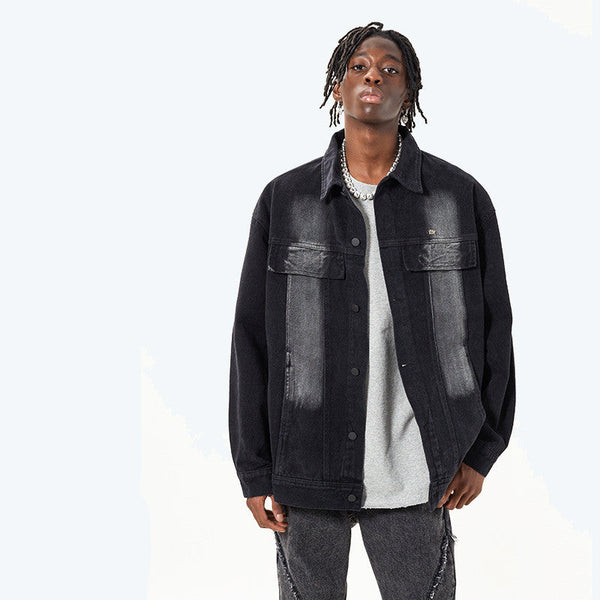 Leisure Washed And Worn Denim Jacket