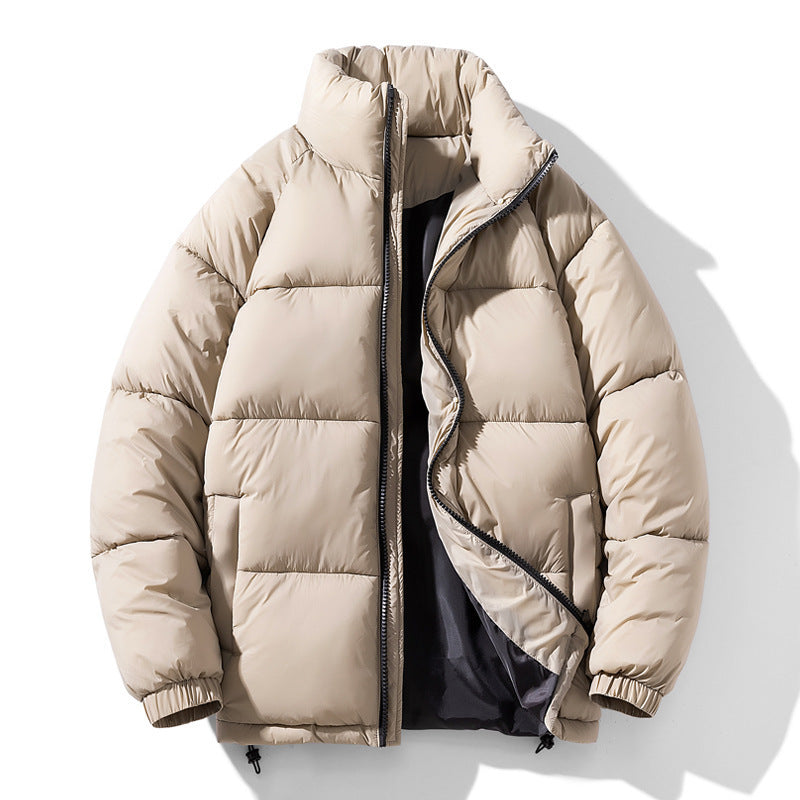 Pine Solid Color Stand Collar Winter Men's Cotton Jacket