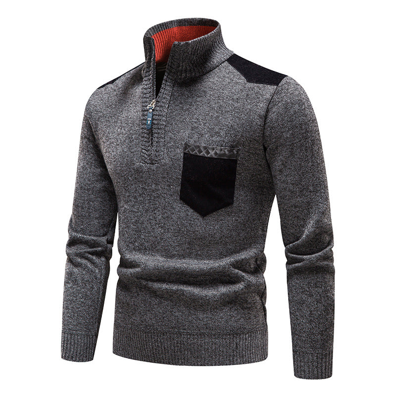 Plush Thickened Pullover Zipper Sweater