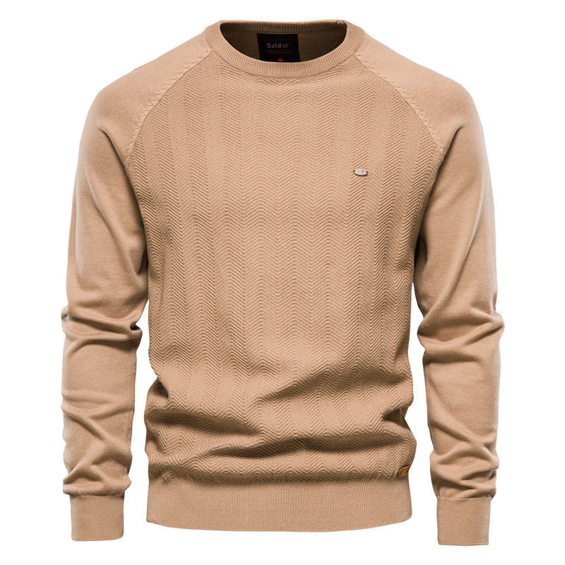 New Men's Solid Color Raglan Sleeve Casual Sweater