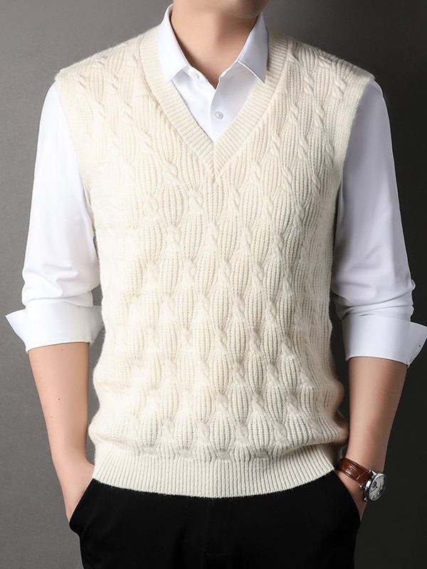 Men's Twisted Loose Middle-aged Knitted Dad Vest