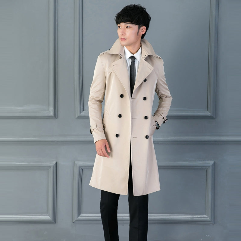 Long Double Breasted Spring And Autumn Slim Business Coat