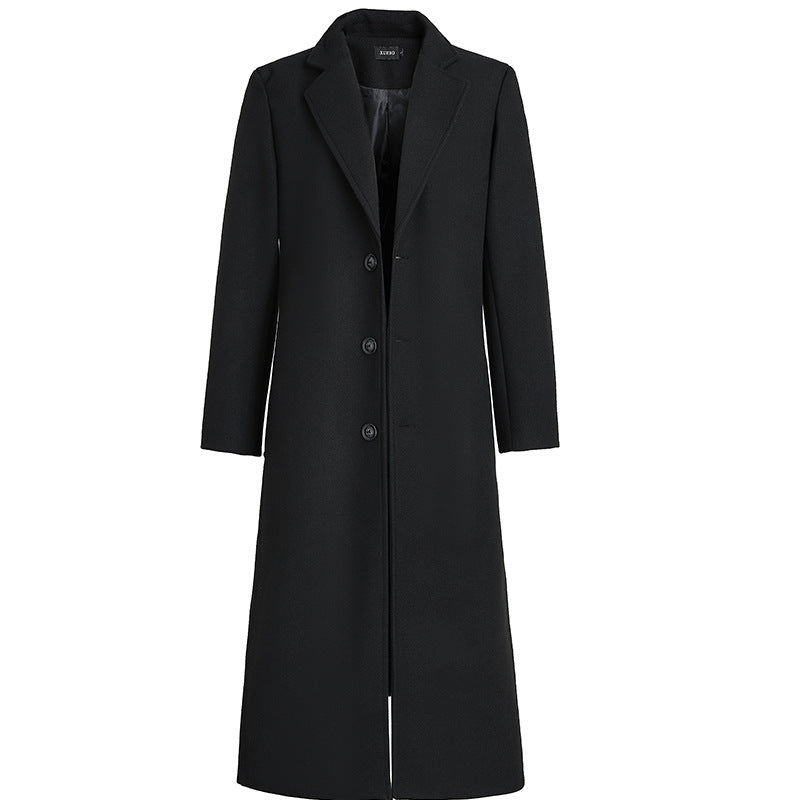 New Men's Woolen Fashion Long Trench Coat