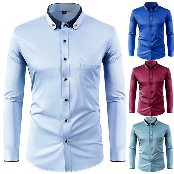 Solid Color Slim Fit Men's Shirt