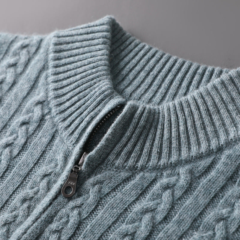 Men's Half-high Collar Zipper Sweater