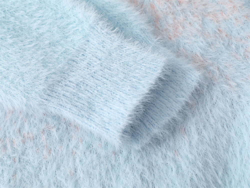 Gradient Mink-like Round Neck Sweater