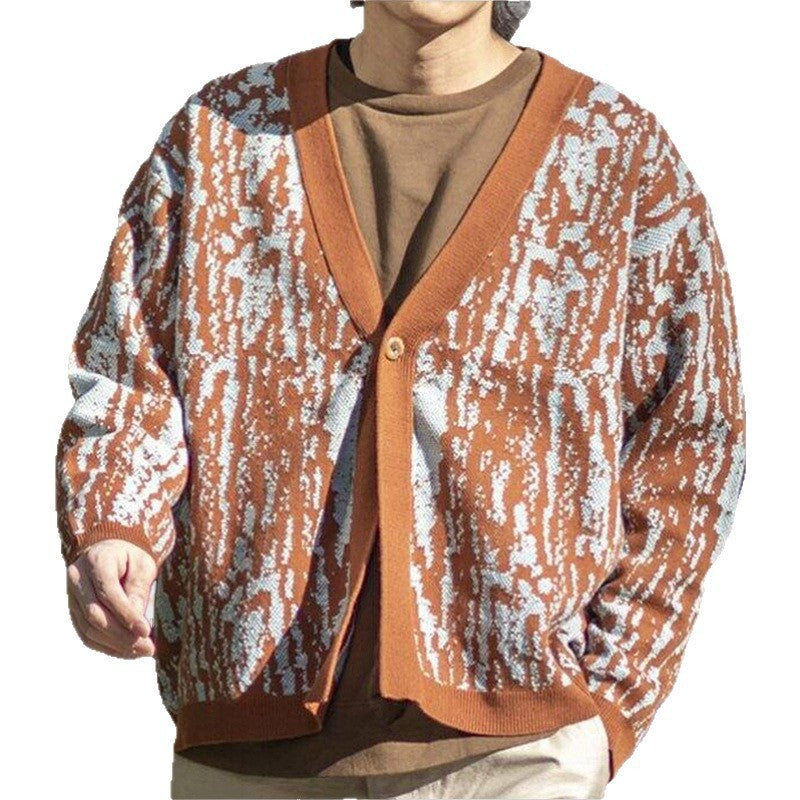 Jacquard Loose Slimming Long Sleeves Cardigan sweater