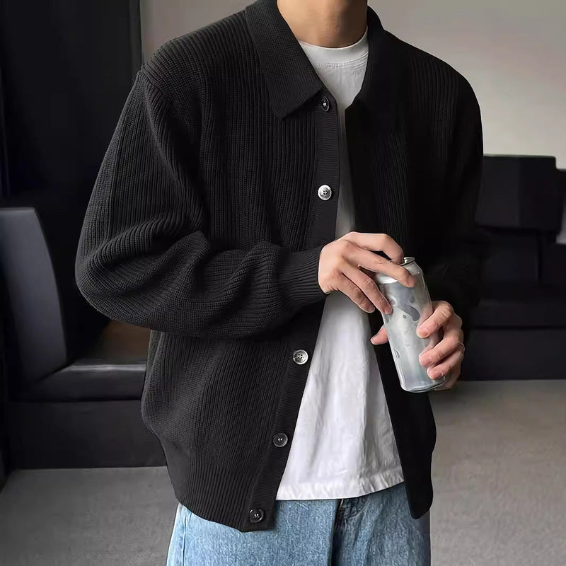 Solid Color Simple Men's Knitwear Cardigan Sweater Coat
