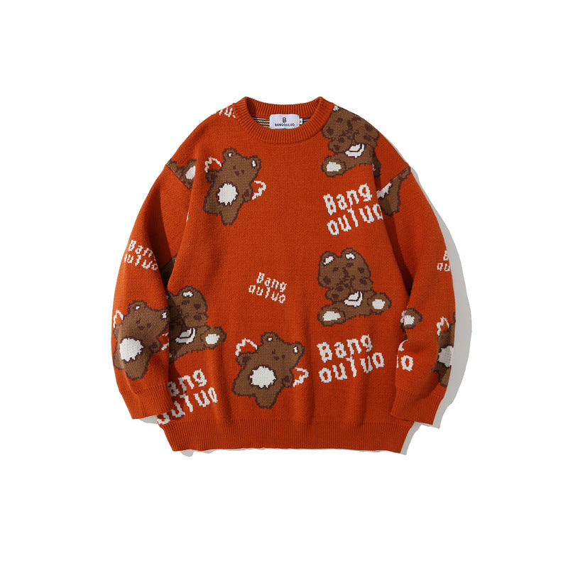 Men's Color Block Plaid Crew Neck Sweater