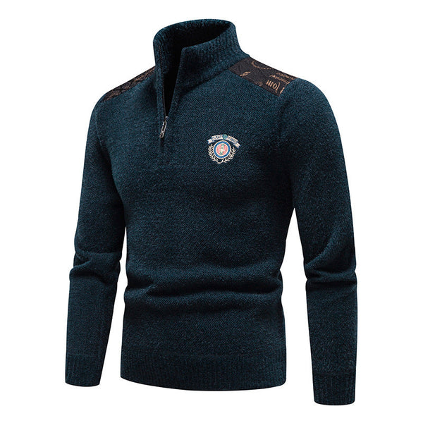 Velvet Stand Collar Thickened Men's Sweater