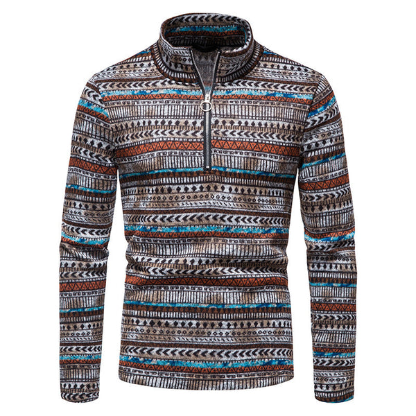 Men's Zipper Stand Collar Pullover sweater