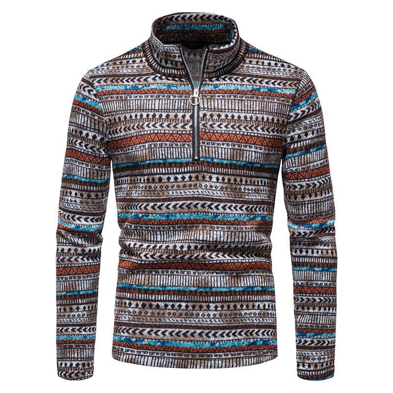 Men's Zipper Stand Collar Pullover sweater