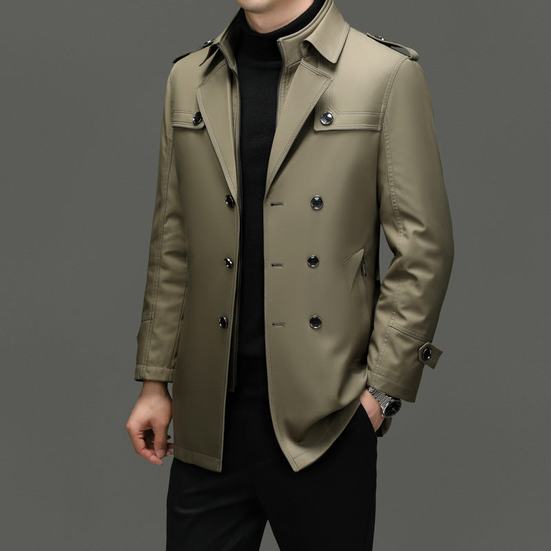 Men's Duster Mid-length Detachable Liner coat With Cotton Belt