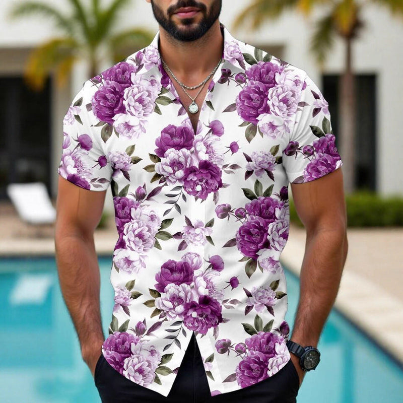 Hawaiian Tropical Floral Printed Casual Men's Shirt
