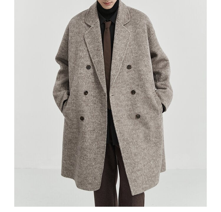 Double-sided Woolen Men's Mid-length trench coat