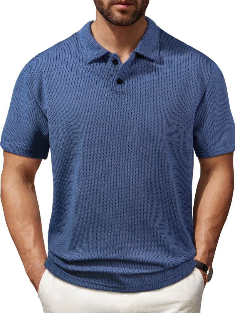 Men's Casual Striped Lapel Short Sleeve t-shirt