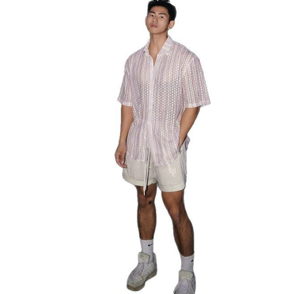 Retro Hollow Short Sleeve Shirt