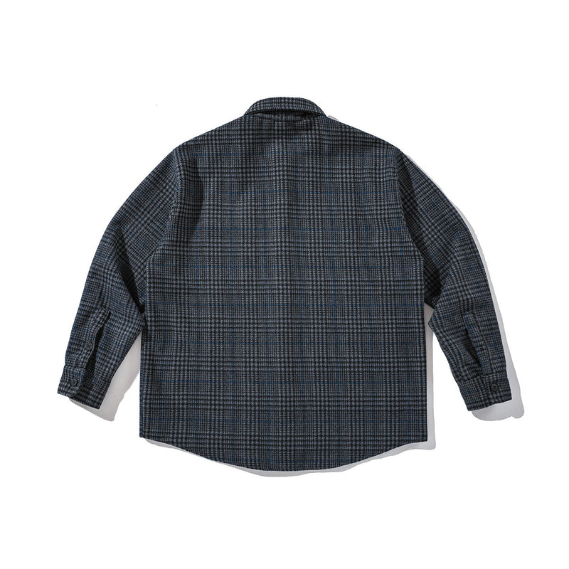 Men's Retro Tooling Plaid Long Sleeve Woolen Shirt