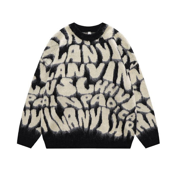 Alphabet Jacquard Pullover Sweater