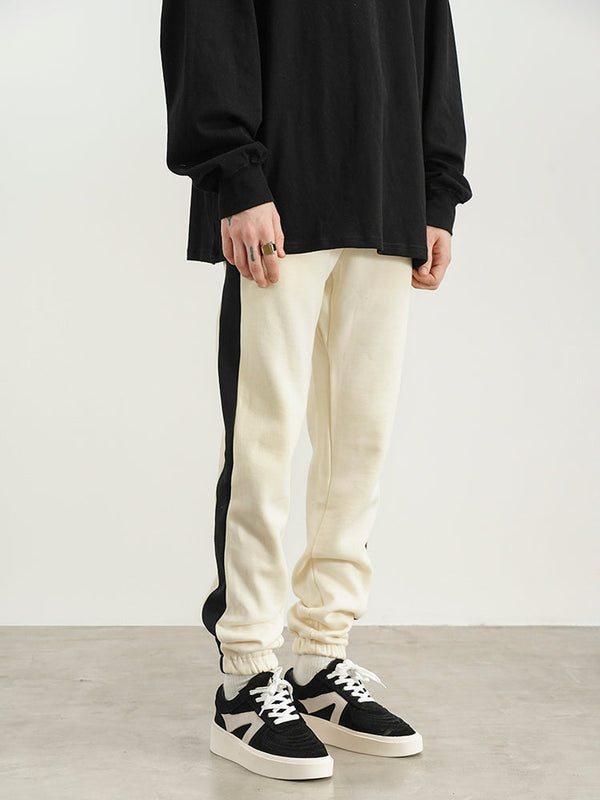 High Street Retro Side Horizontal Bar Plus Velvet Slim-fit Trousers