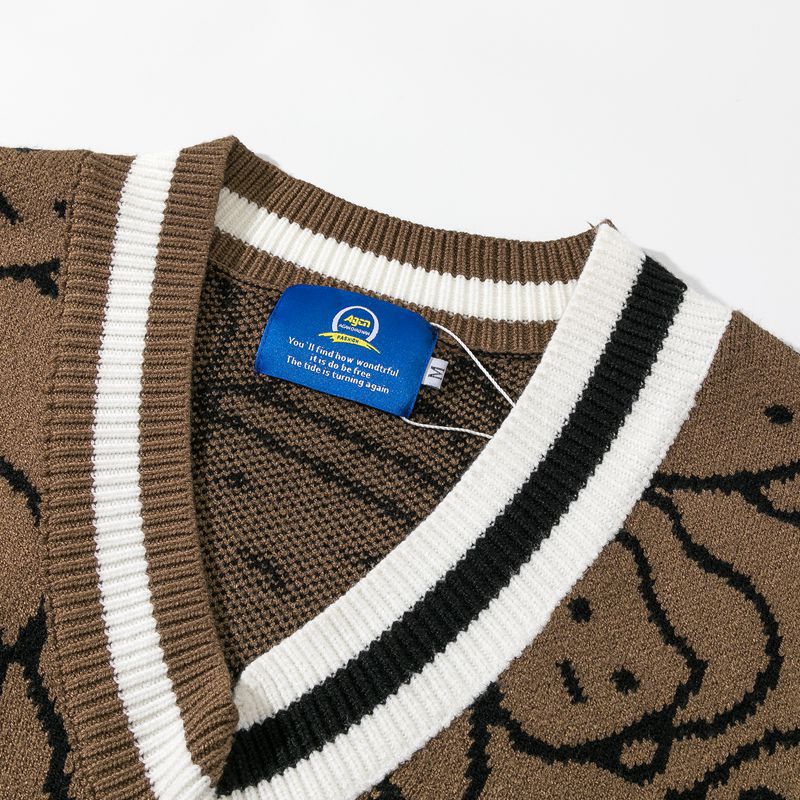 Knit Couple Printed Sleeveless Sweater