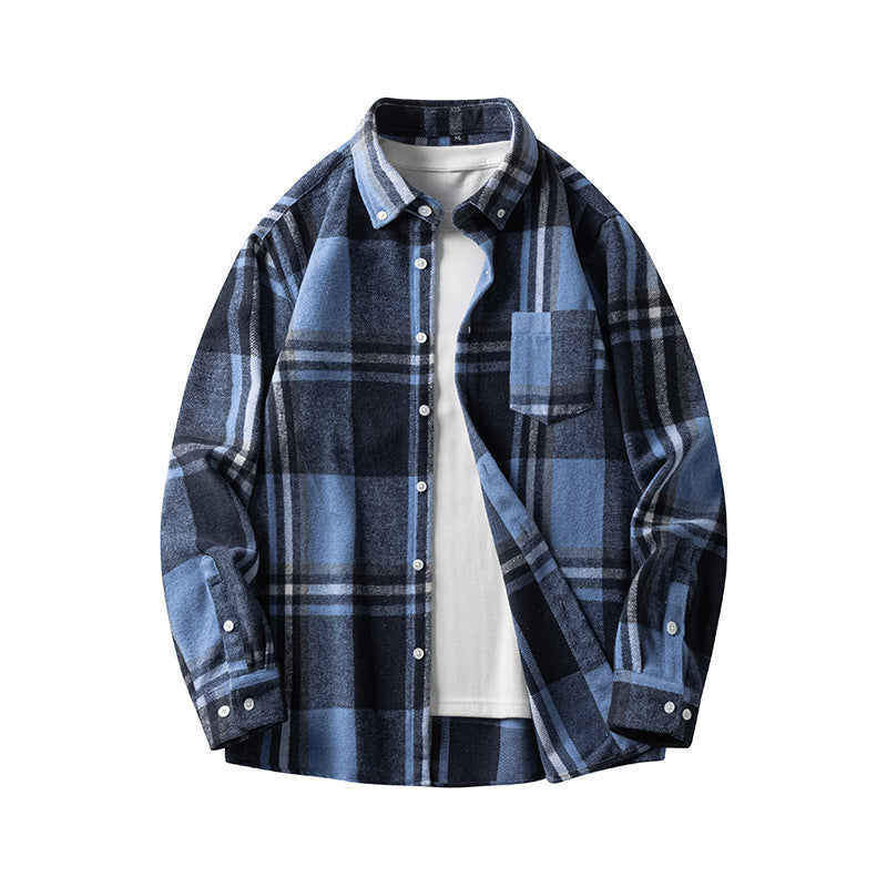 Plaid Casual Thickened Flannel Shirt Men