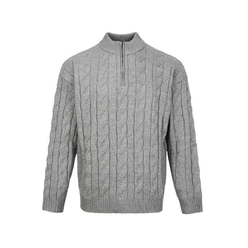 Loose Feeling Old Money British Half Zipper Heavy Sweater