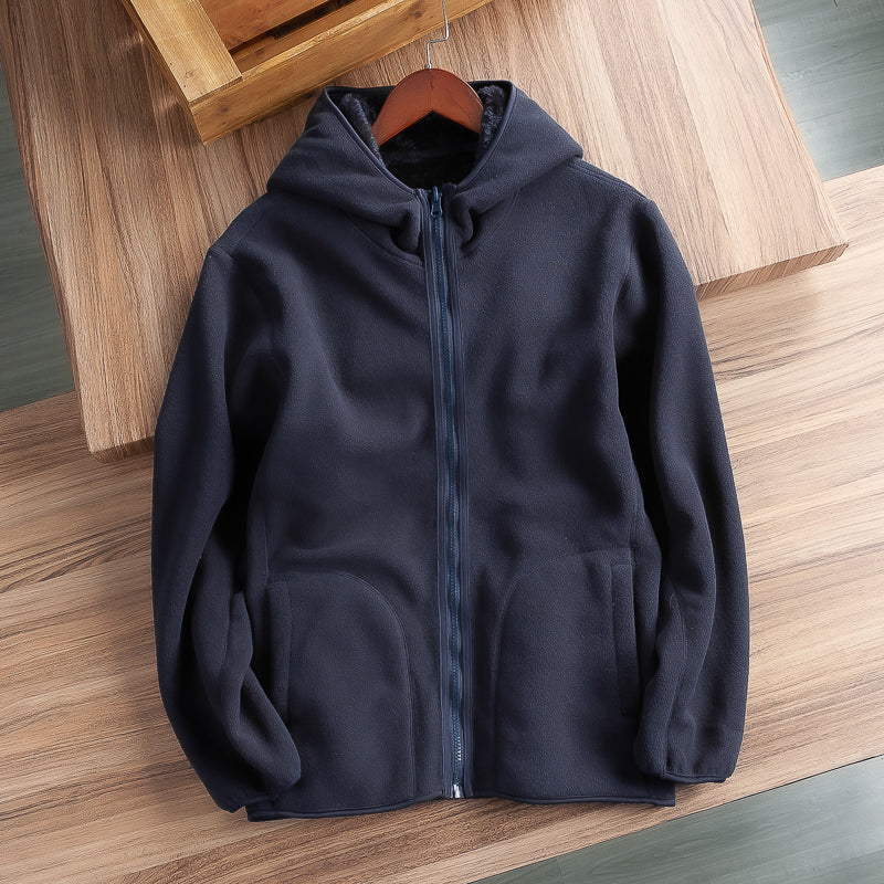 Outdoor Coral Fleece Double-sided Fleece Hooded Jacket