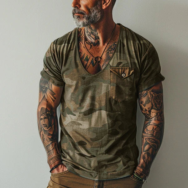 Pullover V-neck Digital 3D Printing Short Sleeve T-shirt