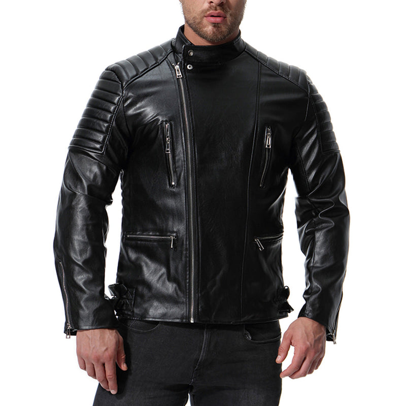 Locomotive Lapel Fashion Leather Jacket