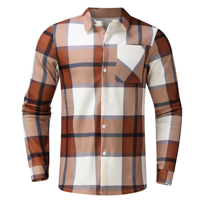 Single-breasted Men's Plaid Shirt