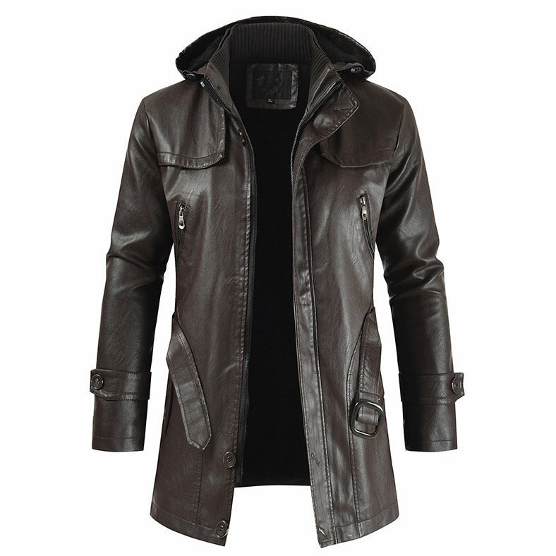 Men's Mid-length Leather Coat